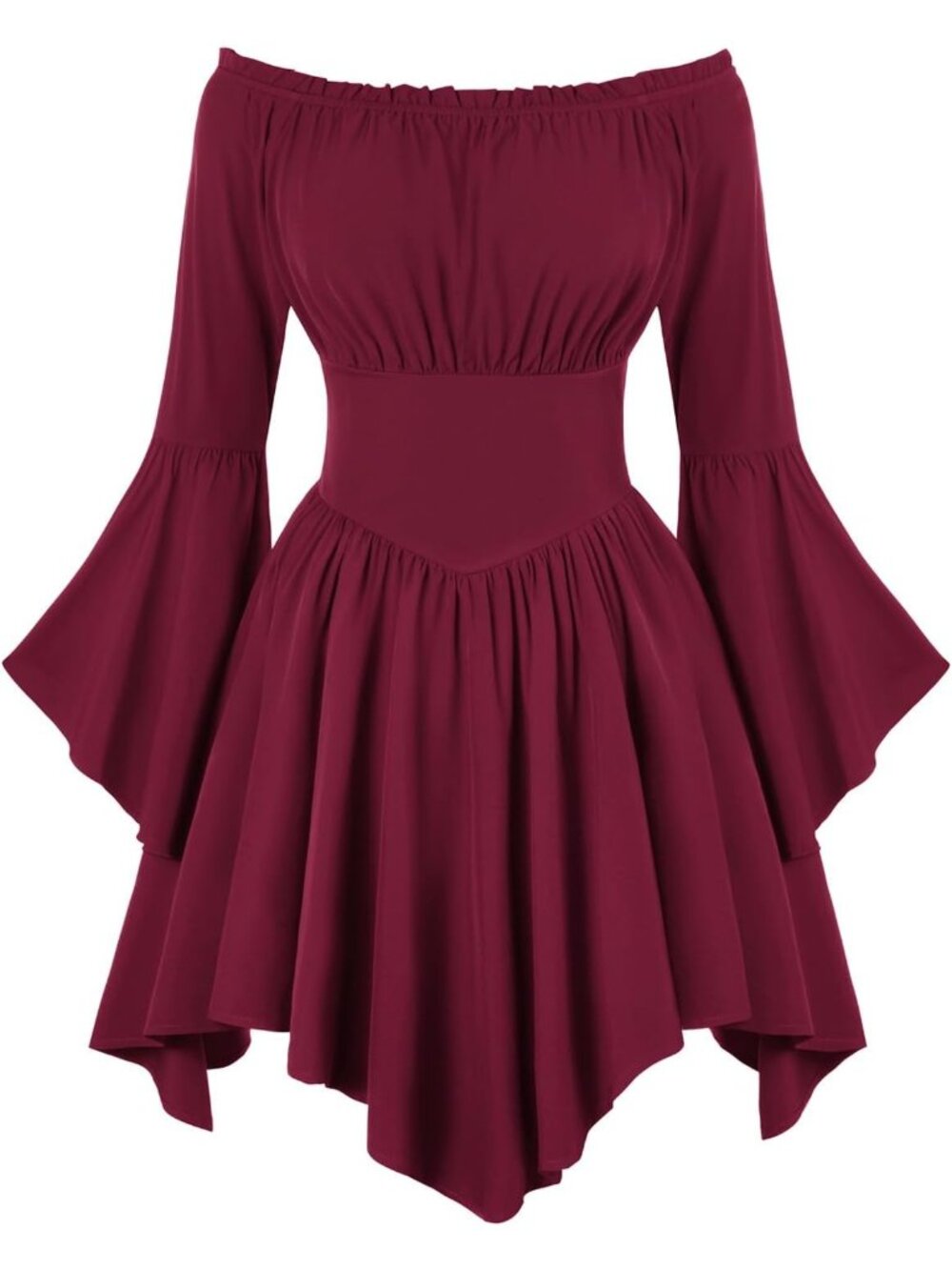 Women's Wine Bell Sleeve Off Shoulder Imported Halloween Costume Dress